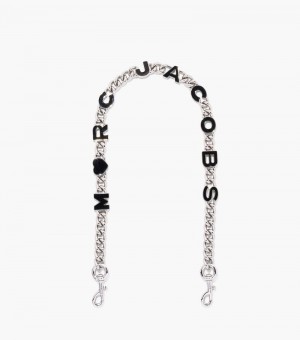 Acessórios De Bolsa Marc Jacobs The Heart Charm Chain Shoulder Alças Feminino Pretas Prateadas | XY4-4776