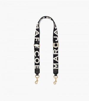 Acessórios De Bolsa Marc Jacobs The Thin Logo Webbing Alças Feminino Pretas Branco | KL2-1953