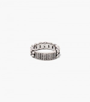 Anel Marc Jacobs The Barcode Monogram ID Chain Ring Feminino Prateadas | JE8-1814