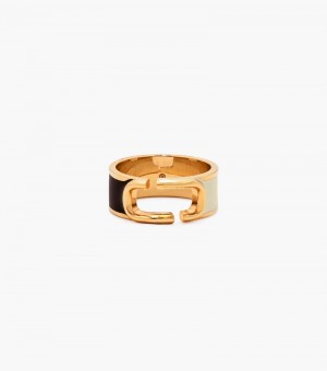 Anel Marc Jacobs The J Marc Colorblock Ring Feminino Pretas Multicoloridas Douradas | DU7-9168