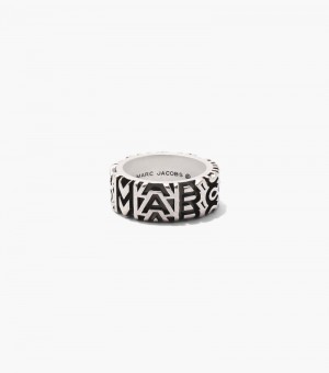 Anel Marc Jacobs The Monogram Engraved Ring Feminino Prateadas | SI9-1645