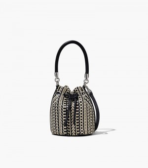 Bolsa Balde Marc Jacobs The Monogram Couro Micro Bucket Bag Feminino Pretas Branco | LY2-6648