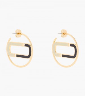 Brincos Marc Jacobs The J Marc Colorblock Hoops Feminino Pretas Multicoloridas Douradas | NW1-0070
