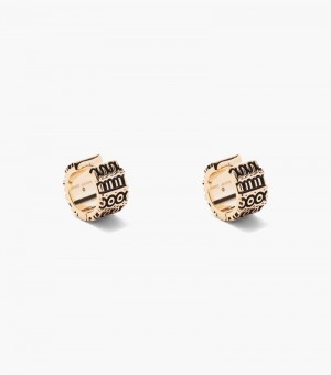 Brincos Marc Jacobs The Monogram Engraved Hoops Feminino Douradas | PF8-1012