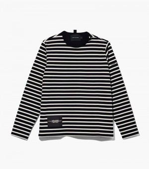 Camiseta Marc Jacobs The Listrado T-Shirt Feminino Pretas Multicoloridas | OO4-4183