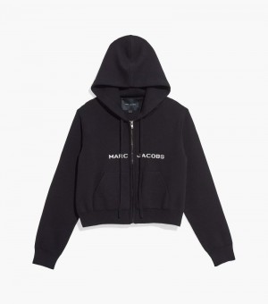 Moletom com Capuz Marc Jacobs The Cropped Zip Hoodie Feminino Pretas | VP8-4970
