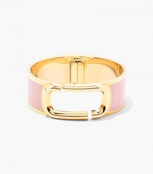 Pulseiras Marc Jacobs The J Marc Large Hinge Bangle Feminino Rosa Douradas | SZ9-3651