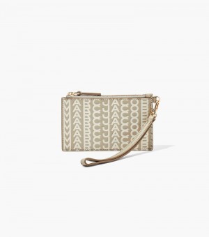 Wristlet Marc Jacobs The Monogram Couro Top Zip Wristlet Feminino Caqui | YO2-9399