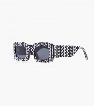 Óculos De Sol Marc Jacobs Monogram Rectangular Sunglasses Feminino Pretas Branco | FN8-0710